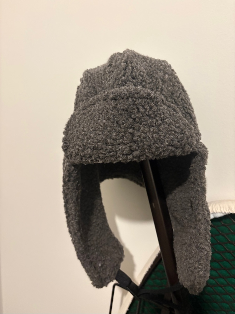 True Religion Gray Sherpa Trapper Hat with Patch